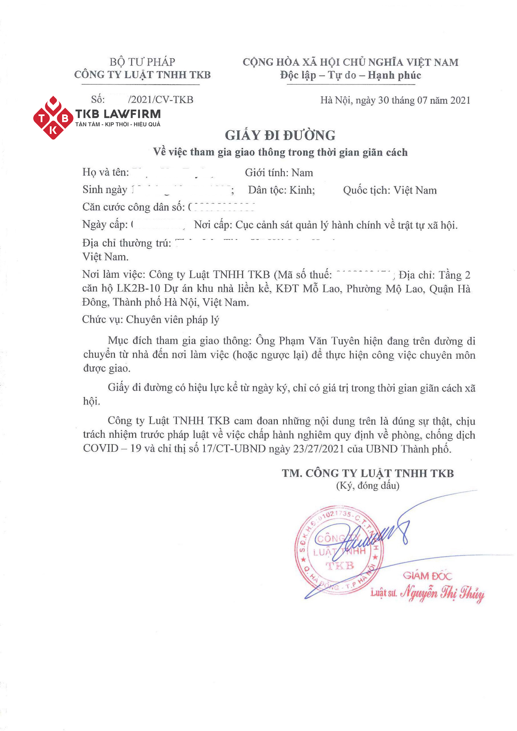 Mẫu giấy đi đường, mẫu giấy thông hành mùa Covid